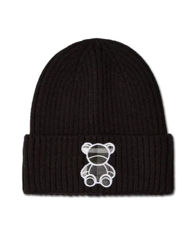 Memoi Kids'  Plaid Bear Ribbed Embroidered Beanie In Black