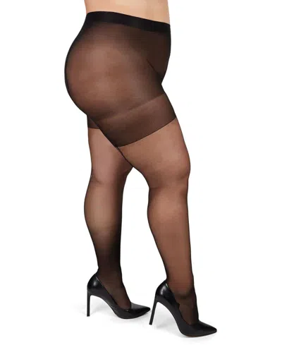 MEMOI PLUS SIZE BACK SEAM/CUBAN HEEL CURVY CONTROL TOP PANTYHOSE MM-2618