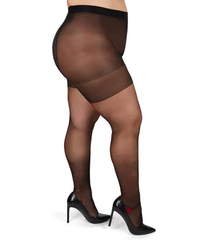 MEMOI PLUS SIZE BACK SEAM/CUBAN HEEL CURVY CONTROL TOP PANTYHOSE MM-2618