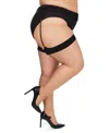 Memoi Plus Size Back Seam/cuban Heel Curvy Thigh High Stocking Mm-2612 In Nude-black
