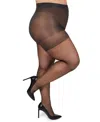 Memoi Plus Size Curvy Silky Sheer Control Top Pantyhose Mm-2210 In Off Black