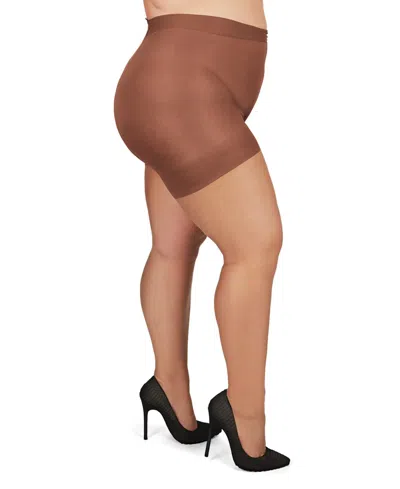 Memoi Plus Size Curvy Ultra Sheer Control Top Pantyhose In French Coffee