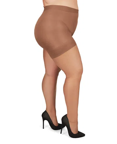 Memoi Plus Size Curvy Ultra Sheer Control Top Pantyhose In Utopia