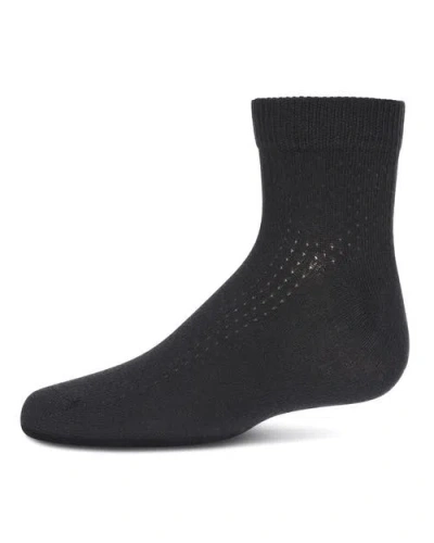Memoi Kids'  Pointelle Dot Anklet Socks In Black