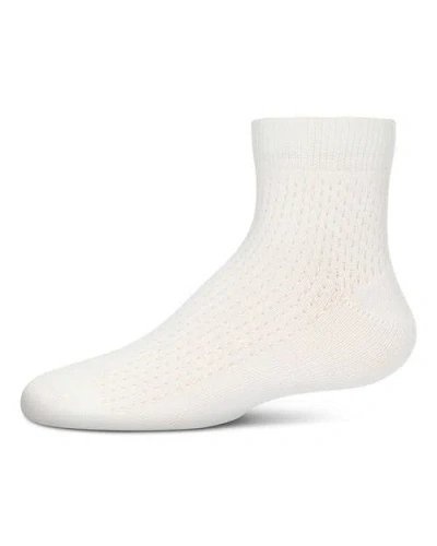 Memoi Kids'  Pointelle Dot Anklet Socks In White