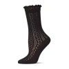 Memoi Pointelle Womens 1 Pair Crew Socks In Black