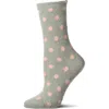 Memoi Polka Dot Lavender Infused Crew Socks In Gray