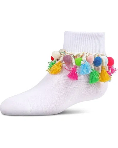 Memoi Kids'  Pom-pom-palooza Ankle Socks In Gray