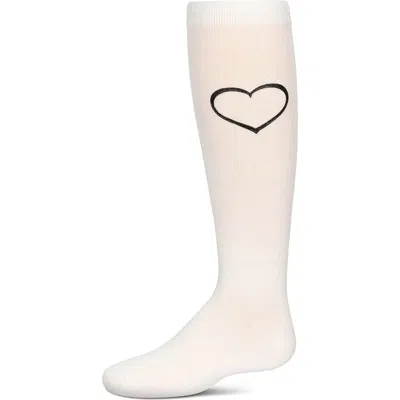 Memoi Kids'  Puff Paint Heart Knee High Socks In Yellow