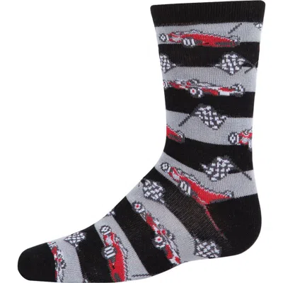 Memoi Kids'  Race Car Crew Socks In Black