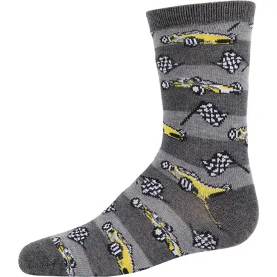 Memoi Kids'  Race Car Crew Socks In Gray