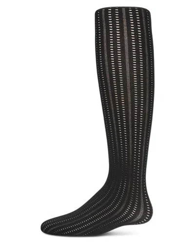 Memoi Railroad Flip Stitch Semi Opaque Nylon Tights (toddler, Little Kid & Big Kid) In Black