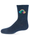Memoi Rainbow Patch Kids Crew Sock In Blue