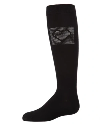 Memoi Kids'  Rhinestone Heart Knee High Socks In Black