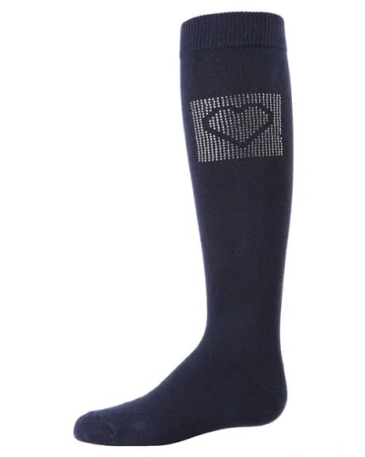 Memoi Kids'  Rhinestone Heart Knee High Socks In Blue