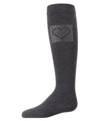 Memoi Kids'  Rhinestone Heart Knee High Socks In Gray