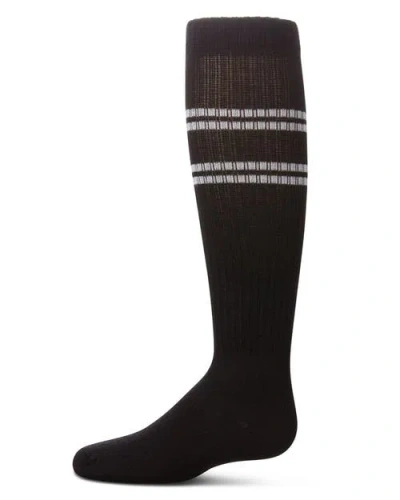 Memoi Babies'  Ribbed Athletic Stripe Knee High Socks In Black