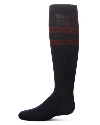 Memoi Babies'  Ribbed Athletic Stripe Knee High Socks In Blue