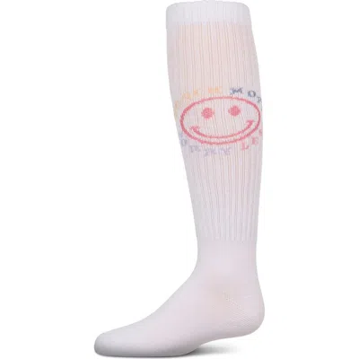 Memoi Kids'  Ribbed Beach More, Worry Less Knee Sock In Pink