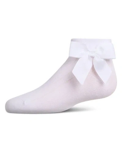Memoi Babies'  Ribbed Bow Anklet Socks In Neutral