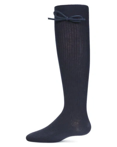 Memoi Kids'  Ribbed Bow Knee-high Socks In Black