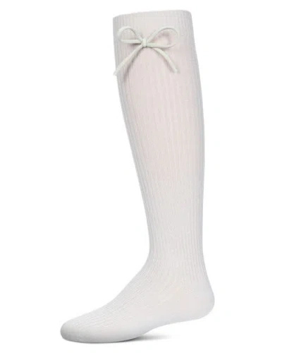Memoi Kids'  Ribbed Bow Knee-high Socks In White