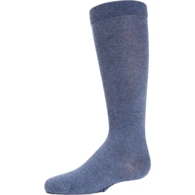 Memoi Babies'  Ribbed Classic Solid-color Knee High Sock In Blue