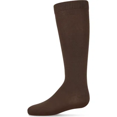 Memoi Babies'  Ribbed Classic Solid-color Knee High Sock In Brown