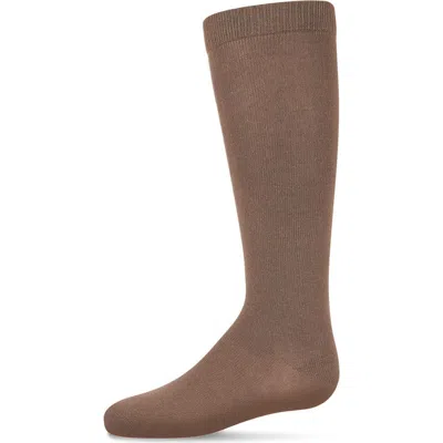 Memoi Babies'  Ribbed Classic Solid-color Knee High Sock In Brown