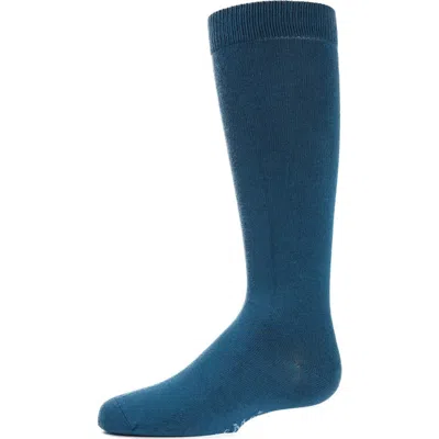 Memoi Babies'  Ribbed Classic Solid-color Knee High Sock In Blue