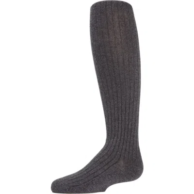 Memoi Ribbed Cotton Sweater Tights In Brown