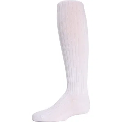 Memoi Kids'  Ribbed Cotton Sweater Tights In White