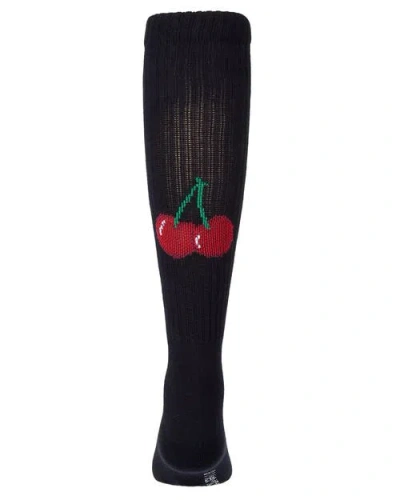 Memoi Kids'  Ribbed Cotton-blend Smile Stripe Knee High Sock In Black