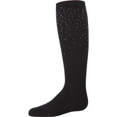 Memoi Kids'  Ribbed Gemstone Knee High Socks In Black