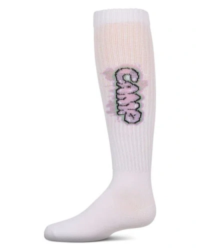 Memoi Kids'  Ribbed Graffiti Camp Knee Sock In White