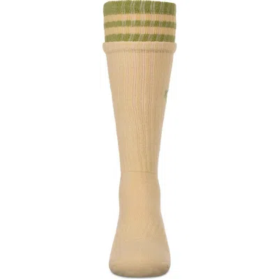 Memoi Kids'  Ribbed Heart And Stripes Knee Sock In Neutral