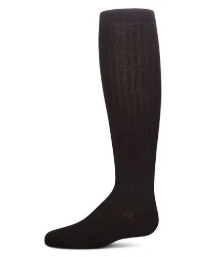 Memoi Kids'  Ribbed Knee High Sock In Black