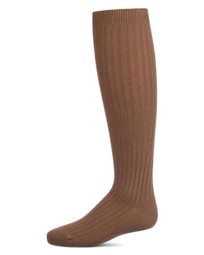 Memoi Kids'  Ribbed Knee High Sock In Brown