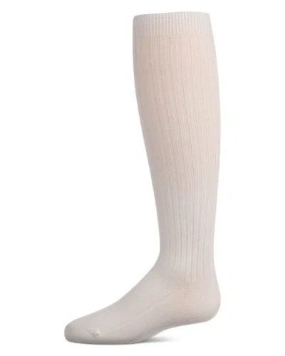 Memoi Kids'  Ribbed Knee High Sock In White