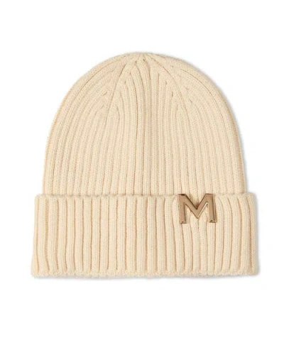 Memoi Kids'  Ribbed Metal M Cut-out Beanie In Neutral