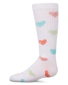 Memoi Kids'  Ribbed Multi Graffiti Hearts Knee Sock