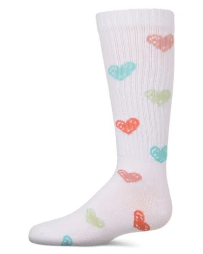 Memoi Kids'  Ribbed Multi Graffiti Hearts Knee Sock