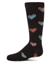 Memoi Kids'  Ribbed Multi Graffiti Hearts Knee Sock In Black