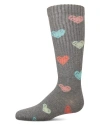 Memoi Kids'  Ribbed Multi Graffiti Hearts Knee Sock In Gray