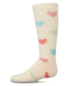 Memoi Kids'  Ribbed Multi Graffiti Hearts Knee Sock In Neutral