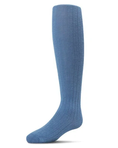 Memoi Kids'  Ribbed Non-binding Infant Tights In Blue
