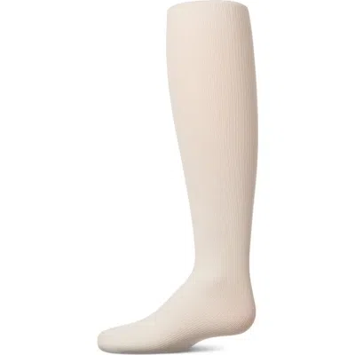 Memoi Kids'  Ribbed Nylon Tights In Neutral