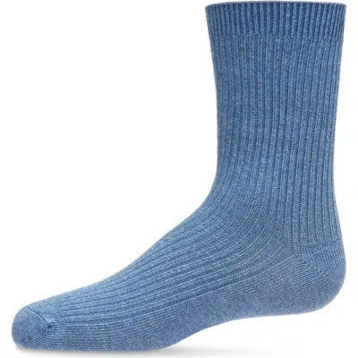 Memoi Kids'  Ribbed Rich Crew Socks In Blue