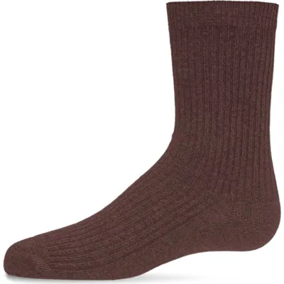 Memoi Kids'  Ribbed Rich Crew Socks In Brown