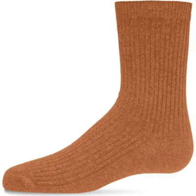 Memoi Kids'  Ribbed Rich Crew Socks In Brown